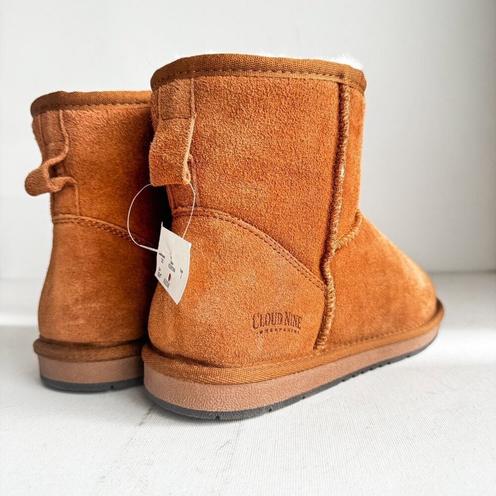 Cloud Nine Brown Suede Sheep Fur Wool Short Booties 11 - Picture 2 of 10
